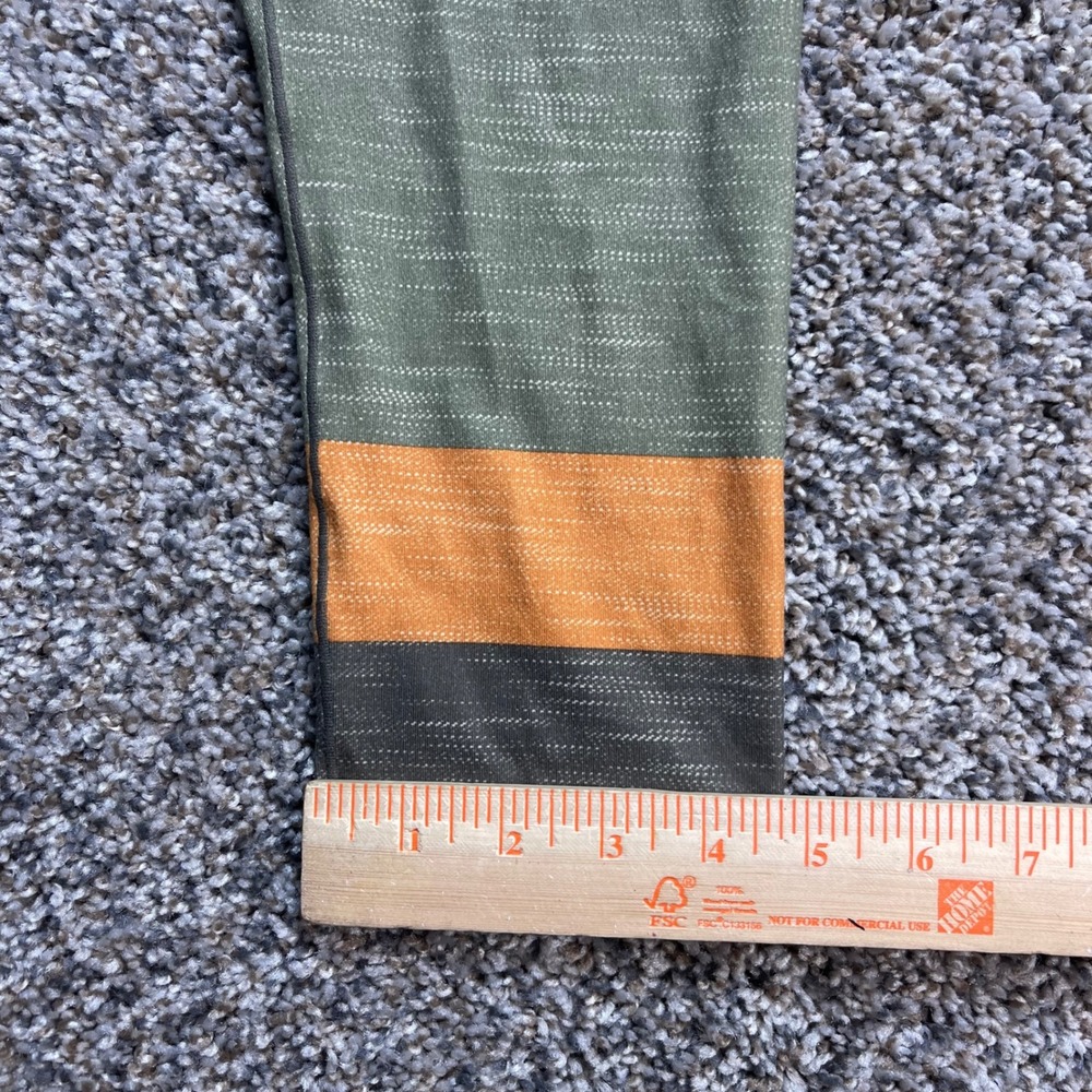 Prana Women's XS Olive Green Floral Colorblock Crop Leggings Yoga Pants Stripe - Picture 6 of 9